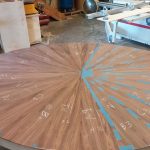 Laying out rosewood veneer in a radial pattern