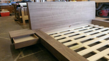 This is an image of the build process for Austin Joinery's Walnut Euro Bed